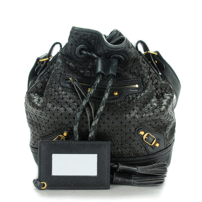 Balenciaga Agneau Classic Gold Hardware Perforated Cross Mini Pampille Black 1 of 7
