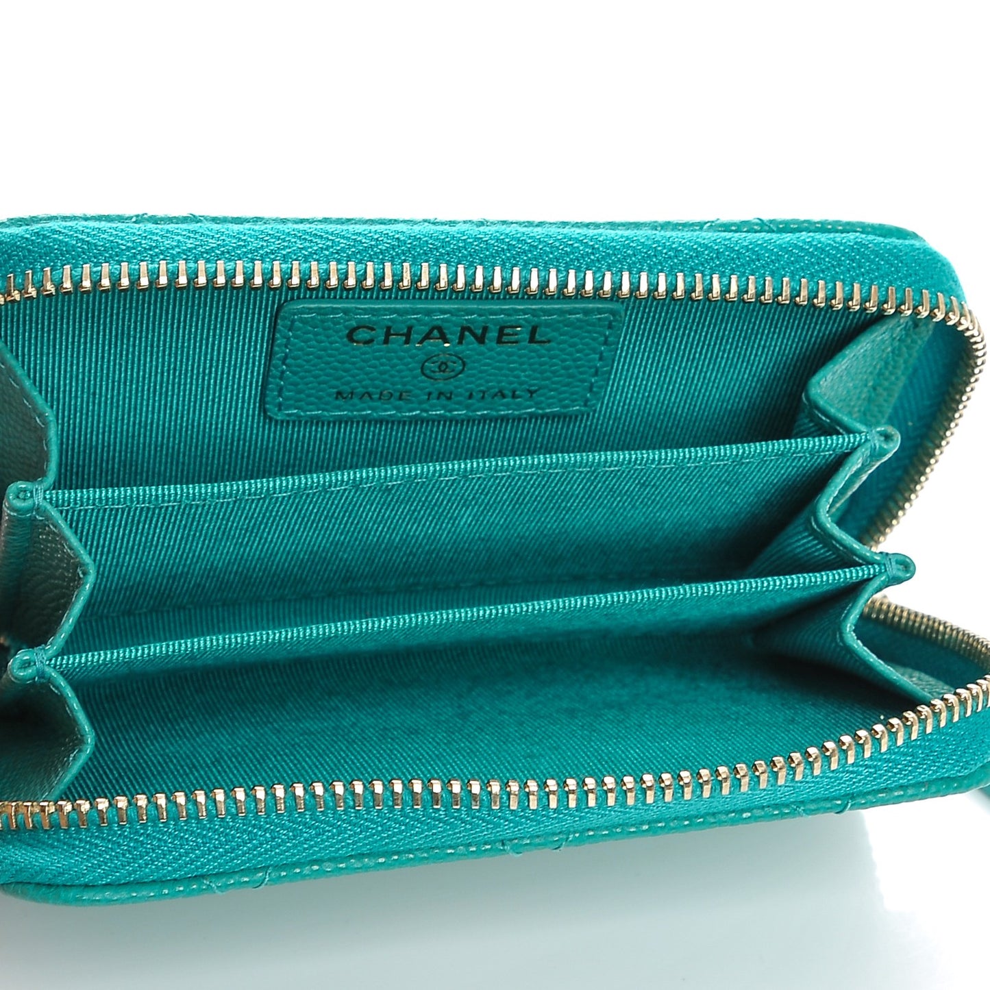 Caviar Quilted Zip Coin Purse Turquoise