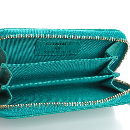 Chanel Caviar Quilted Zip Coin Purse Turquoise 5 of 8