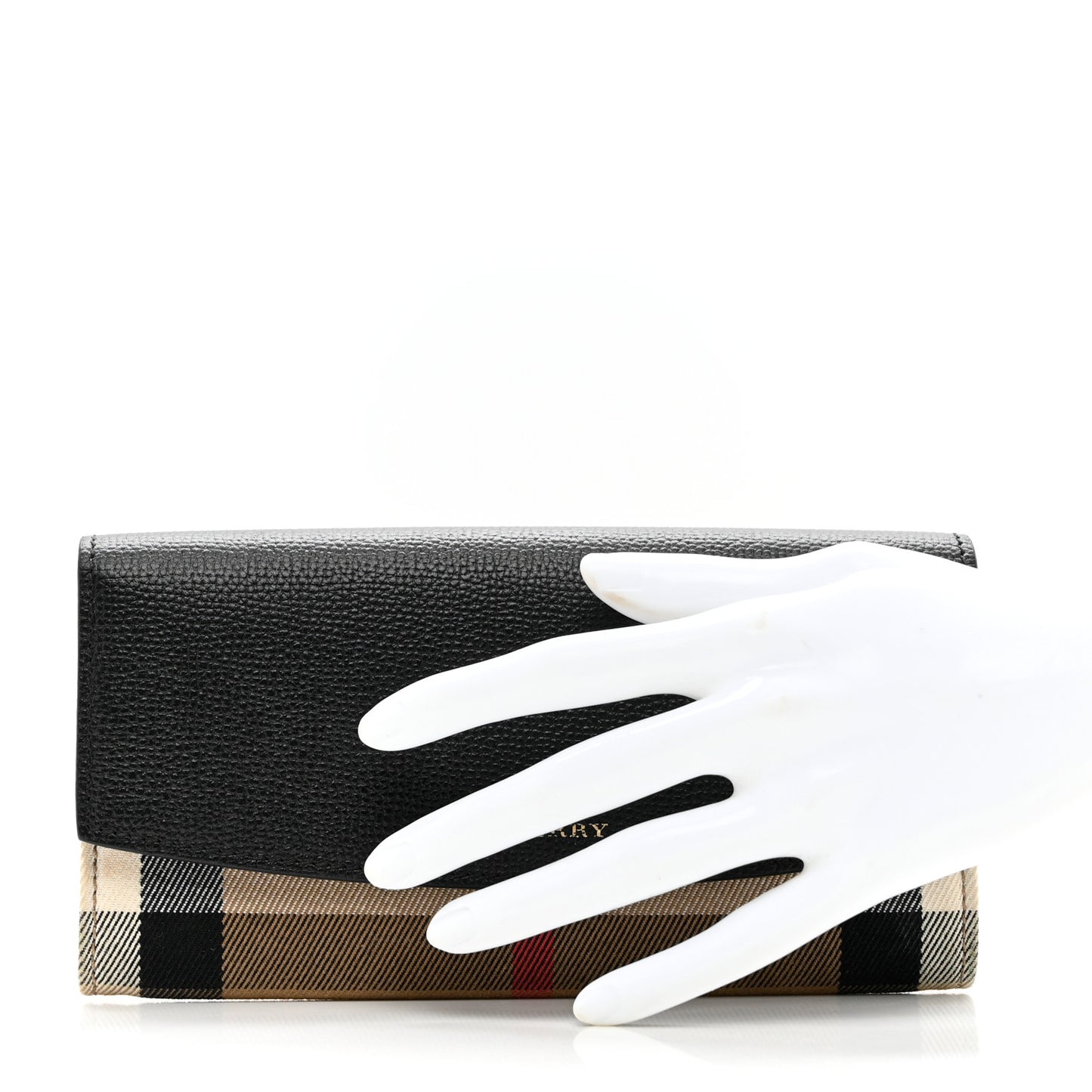 Calfskin House Check Porter Continental Wallet Black
