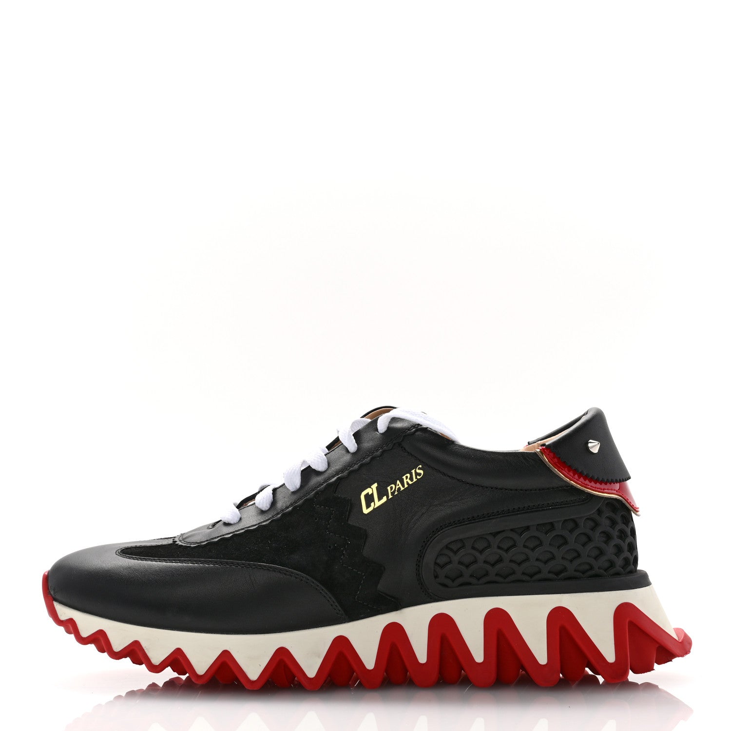 Christian Louboutin Calfskin Suede Patent Womens Loubishark Sneakers 40 Black Loubi 1 of 11