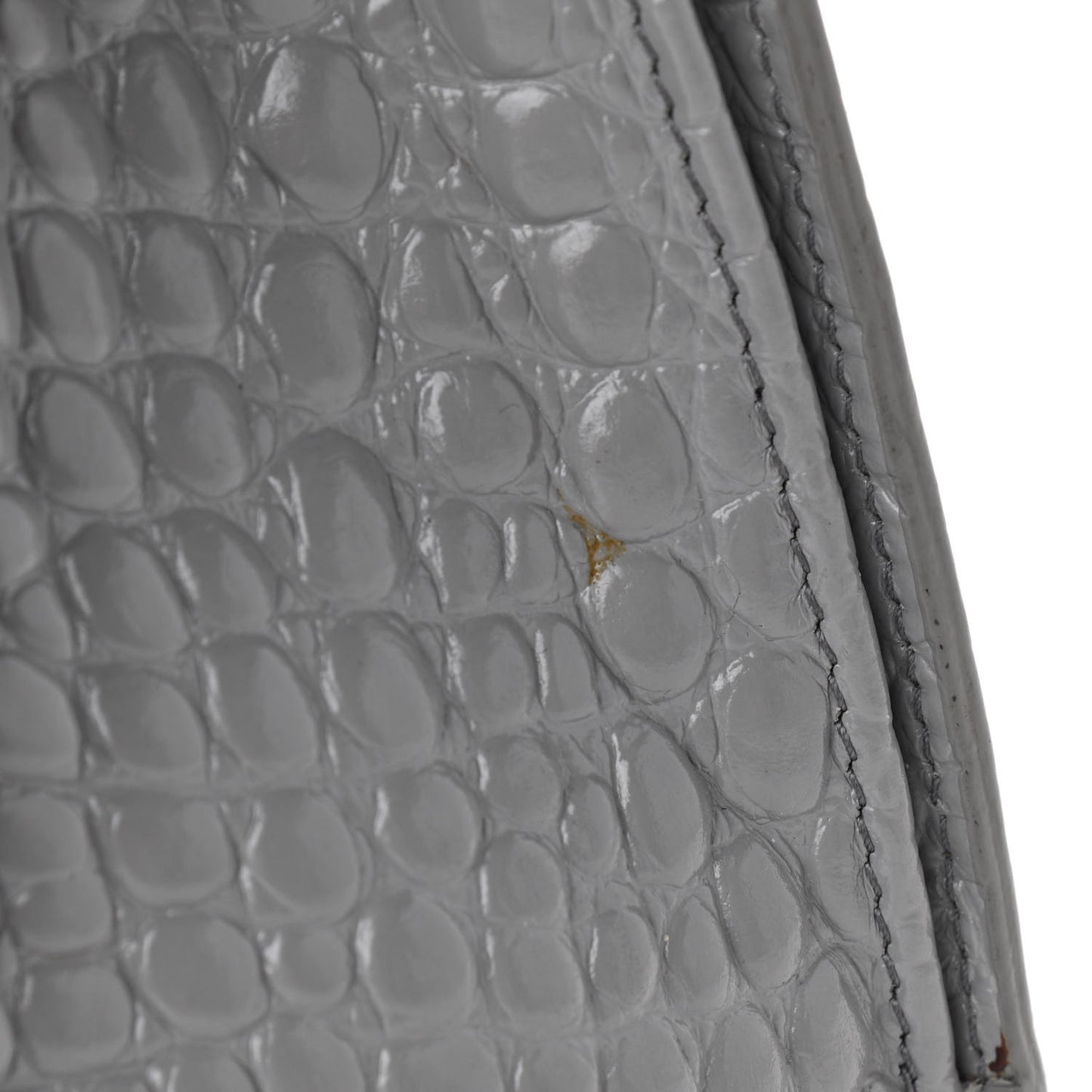 Shiny Calfskin Crocodile Embossed Medium Hourglass Top Handle Bag Balenciaga Grey