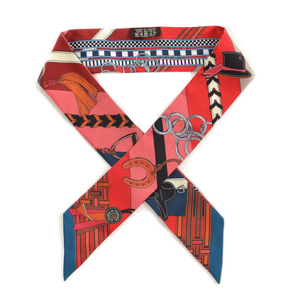 Hermes Silk Brides et Gris-Gris Twilly Ardoise Rouge Beige 1 of 5