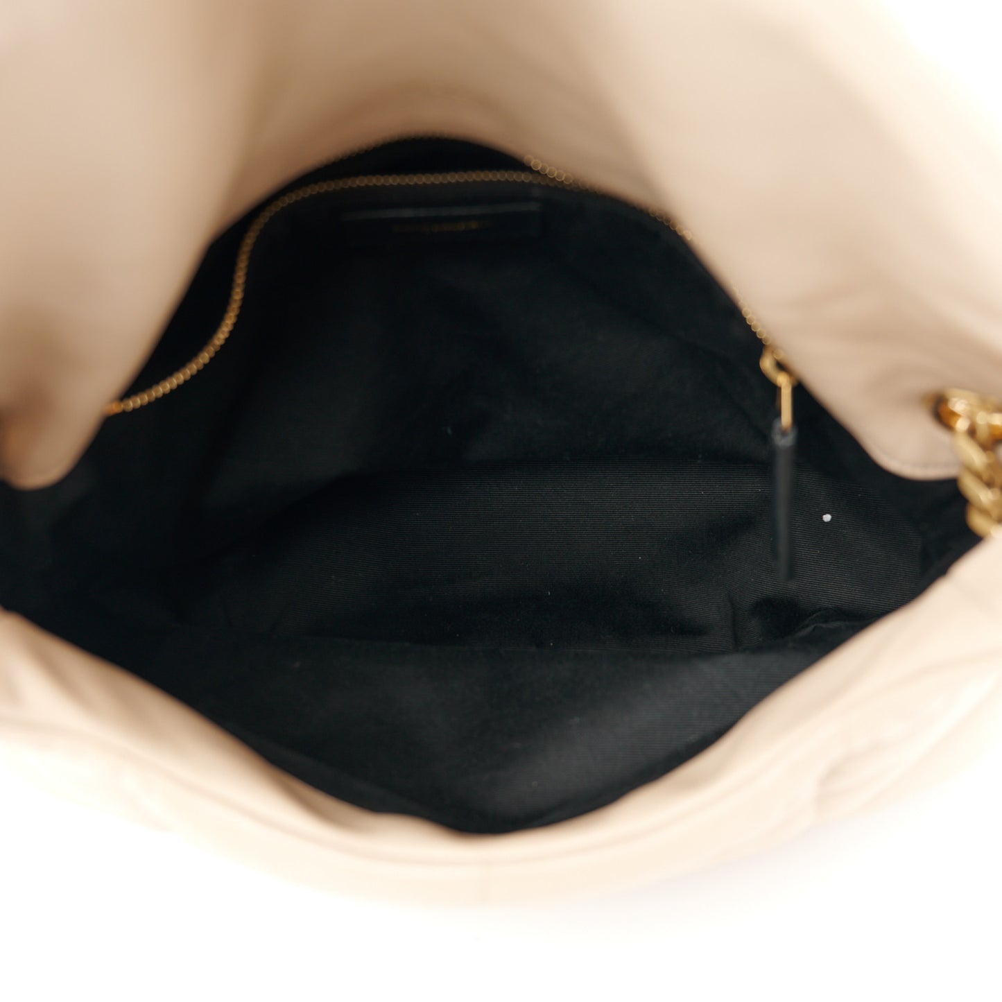 Lambskin Quilted Small Loulou Puffer Monogram Chain Satchel Dark Beige