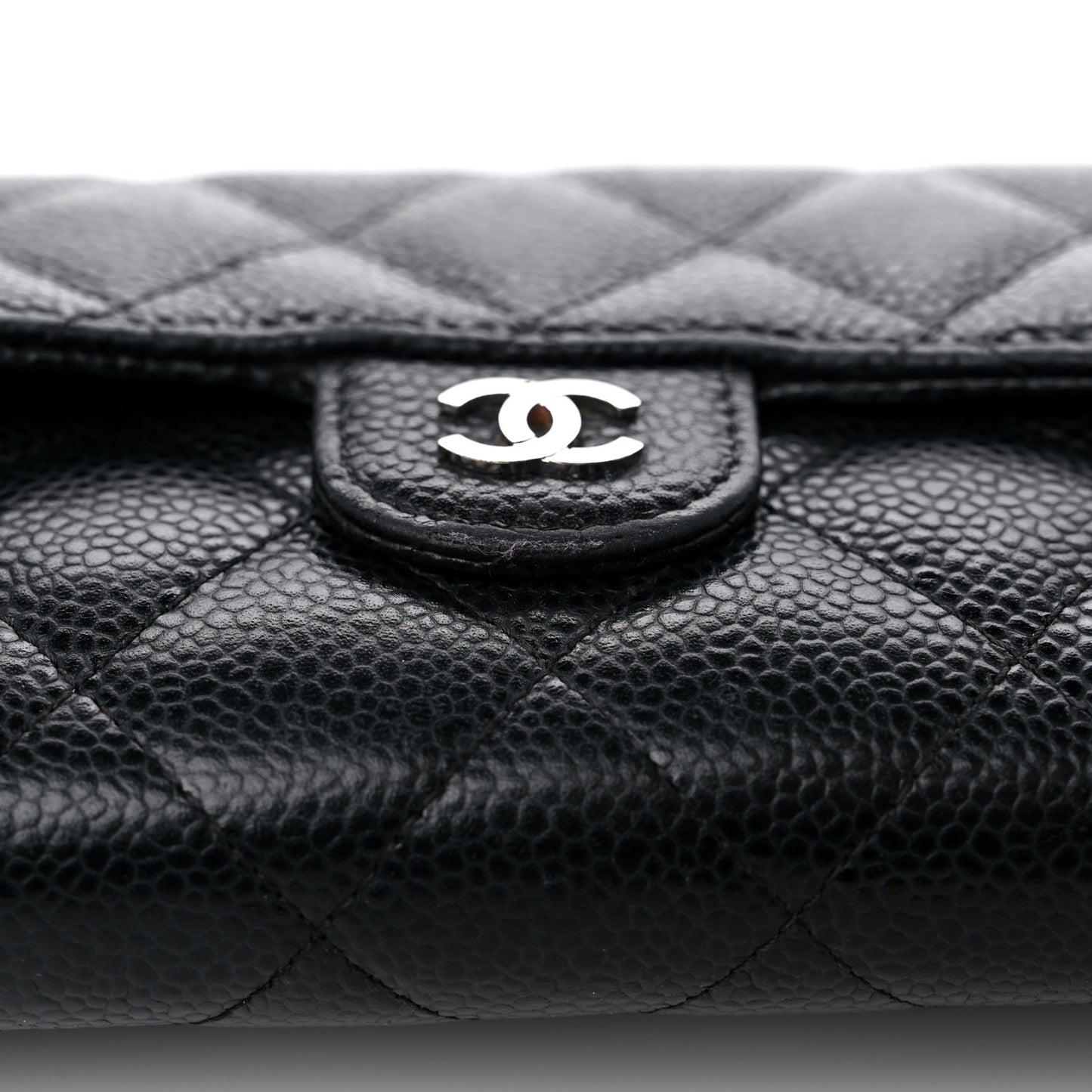 Caviar Quilted Large Gusset Flap Wallet Black