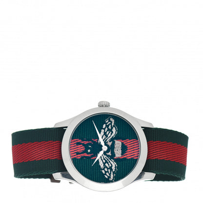 Gucci Stainless Steel Nylon 38mm Le Marche Des Merveilles Bee Quartz Watch Green 2 of 5