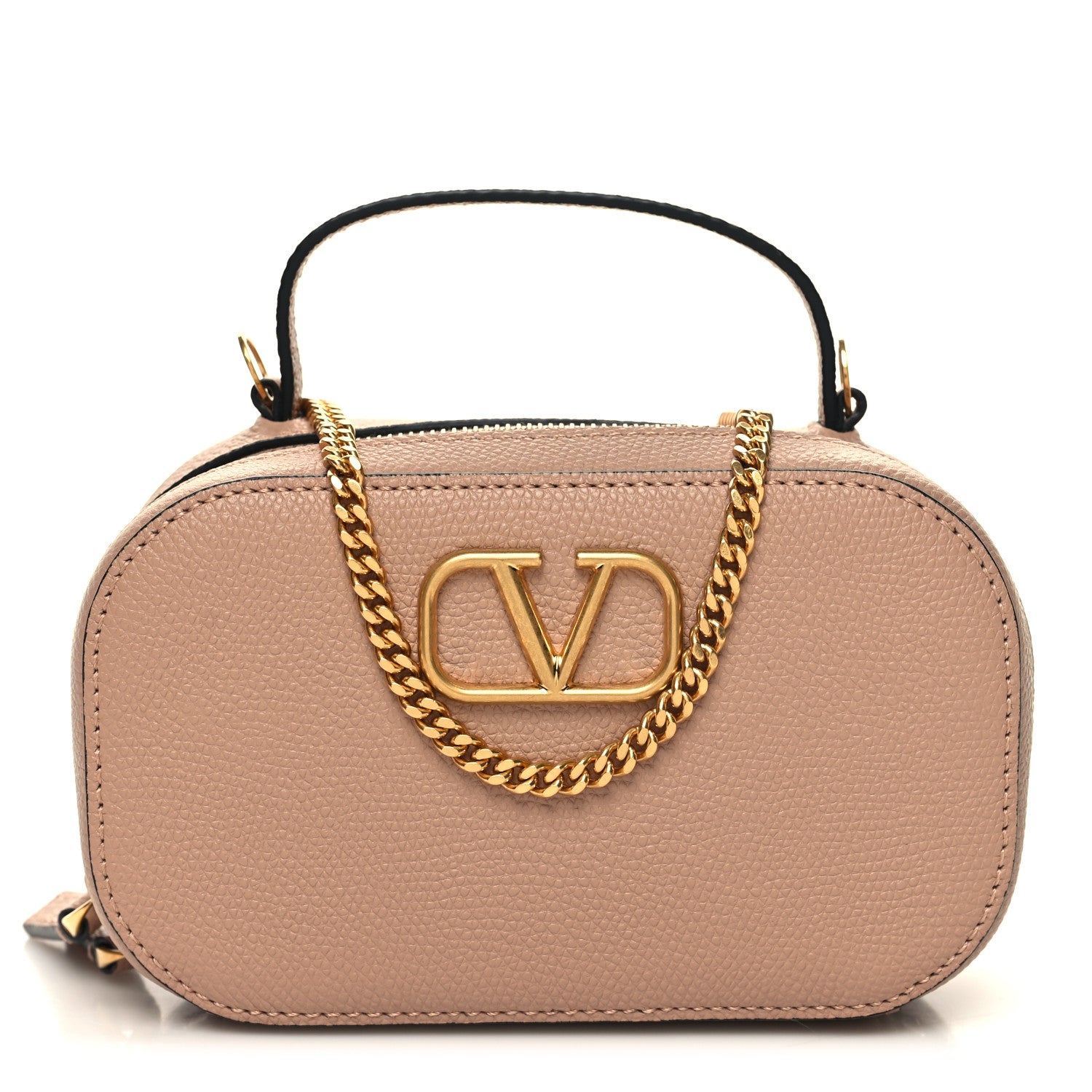 Valentino Garavani Grainy Calfskin VLogo Top Handle Camera Bag Crossbody Rose Cannelle 1 of 10