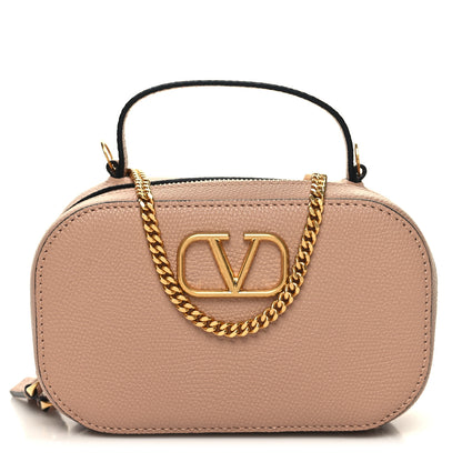 Valentino Garavani Grainy Calfskin VLogo Top Handle Camera Bag Crossbody Rose Cannelle 1 of 10