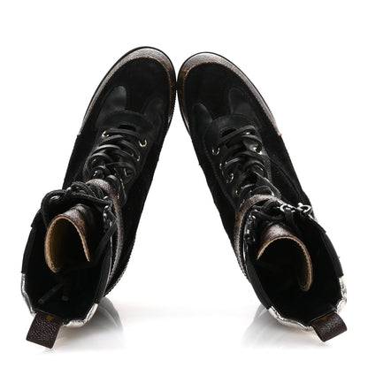 Louis Vuitton Suede Calfskin Monogram Laureate Platform Desert Boots 36.5 Black 2 of 8