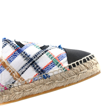 Chanel Tweed Grosgrain CC Espadrilles 40 White Blue Pink Green Black 9 of 10