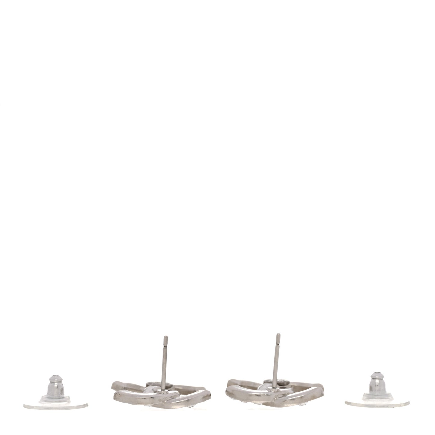 Baguette Crystal CC Earrings Silver