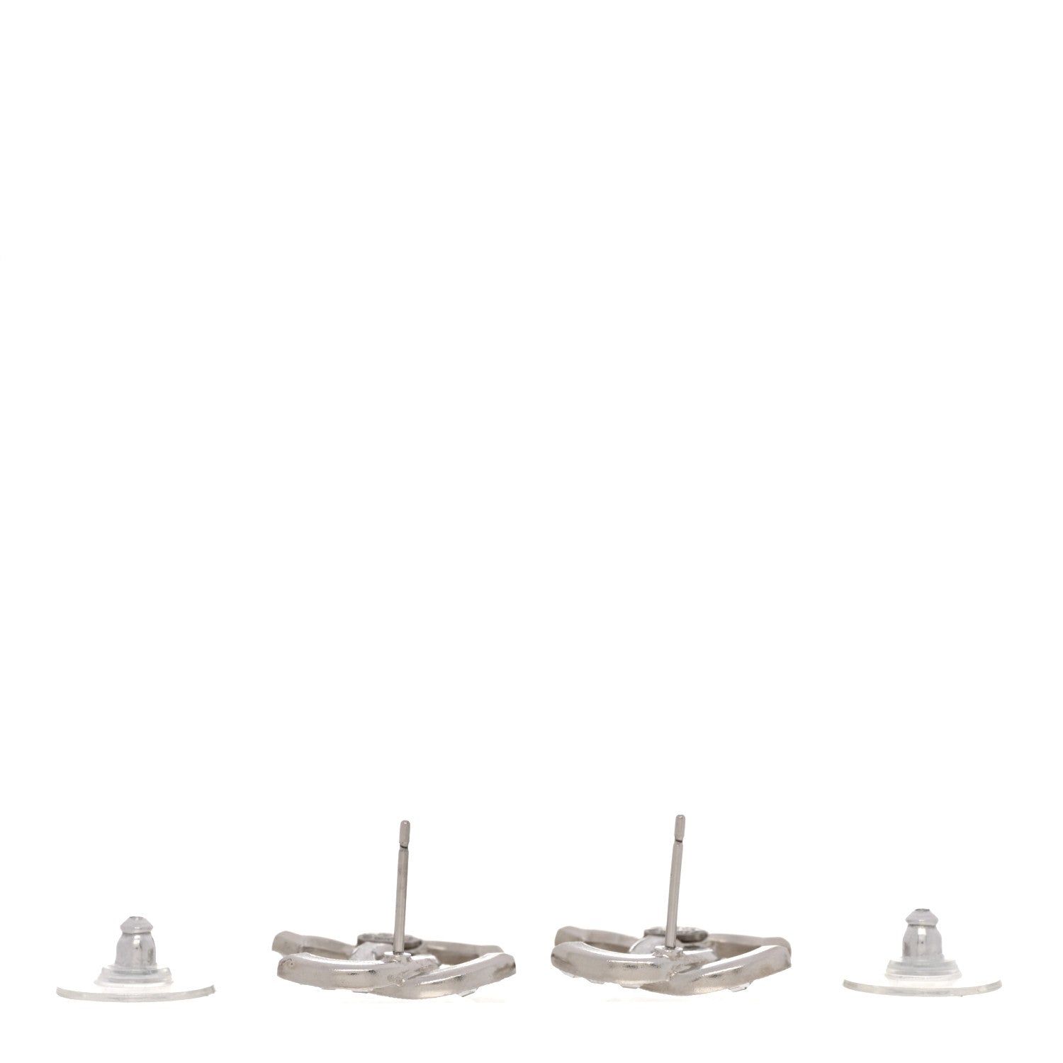 Chanel Baguette Crystal CC Earrings Silver 3 of 5