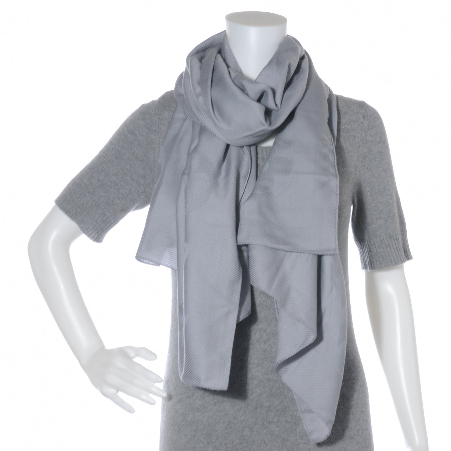 Etole Jali Silk Cashmere Monogram Shawl Grey