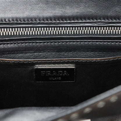 Prada Vitello Vintage Studded Sound Twin Pocket Satchel Ebano 7 of 9