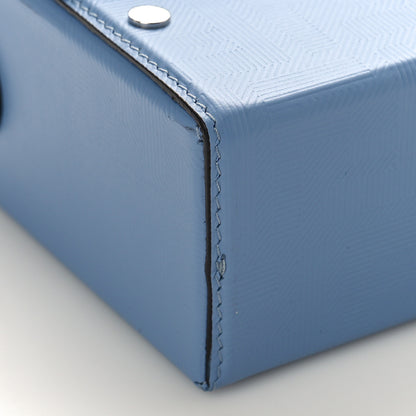 Fendi Vitello King FF Lines Embossed Baguette Soft Trunk Light Blue 7 of 8