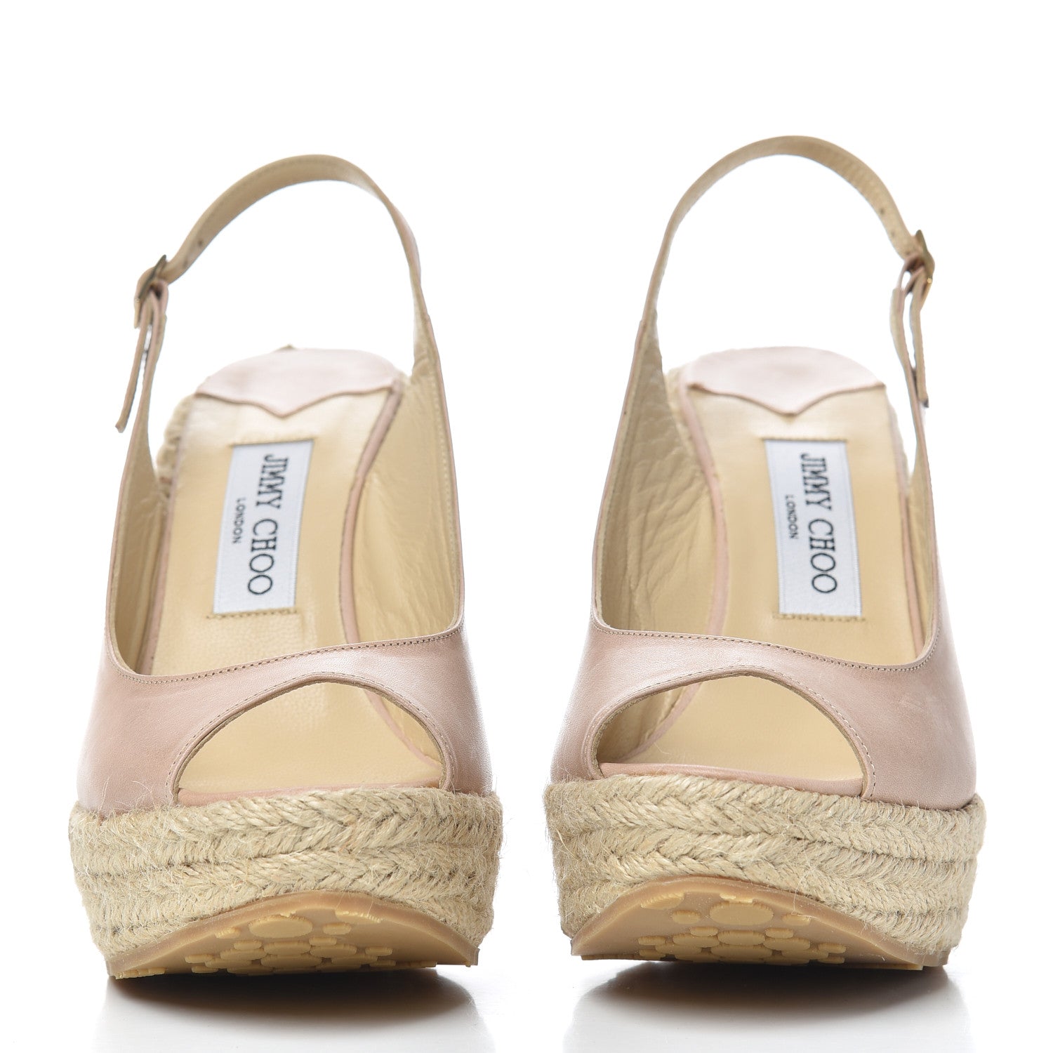 Jimmy Choo Nappa Polar Slingback Espadrille Wedges 39 Nude 2 of 14