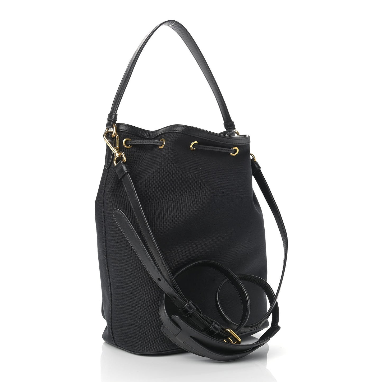 Canvas Drawstring Bucket Black