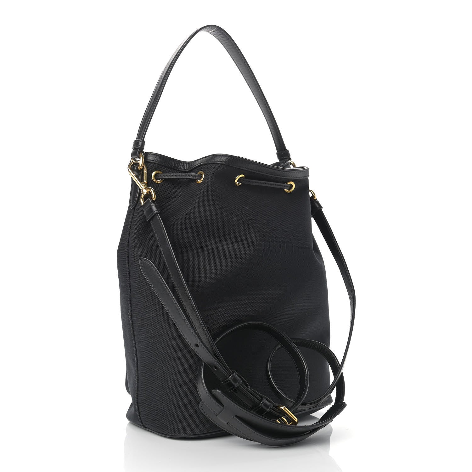 Prada Canvas Drawstring Bucket Black 3 of 11