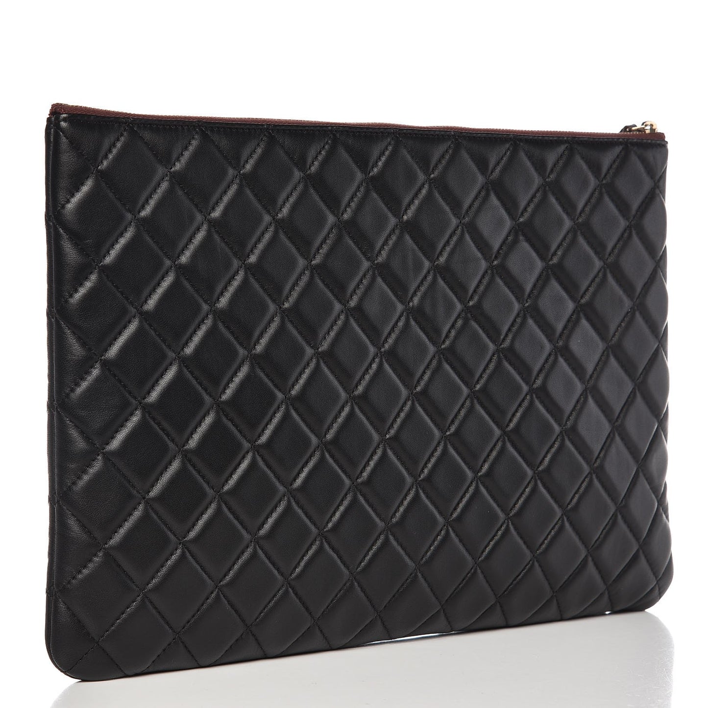 Lambskin Quilted Large Cosmetic Case Black