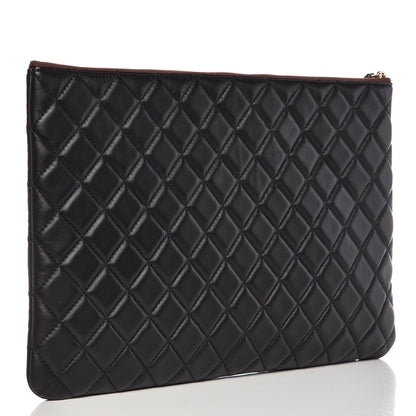 Chanel Lambskin Quilted Large Cosmetic Case Black 3 of 7