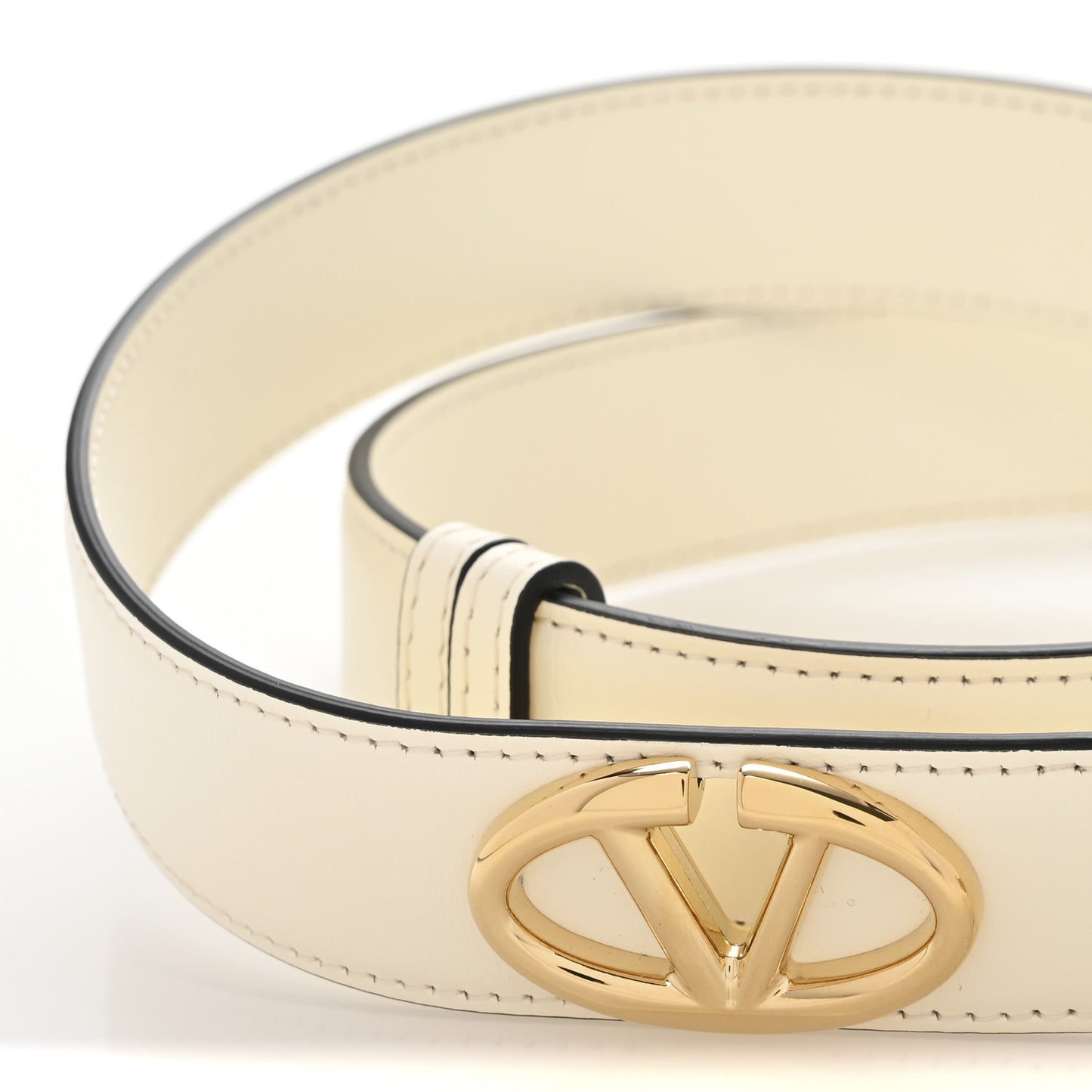 Calfskin VLogo The Bold Edition Belt 85 34 Light Ivory