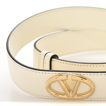 Valentino Garavani Calfskin VLogo The Bold Edition Belt 85 34 Light Ivory 3 of 6