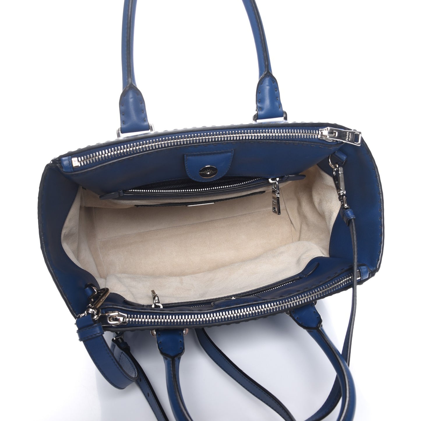 City Calf Small Hand Stitched Galleria Double Zip Tote Bleuette