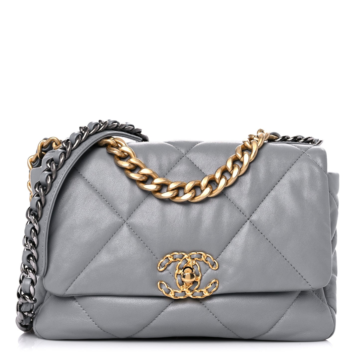 Lambskin Quilted Medium Chanel 19 Flap Grey