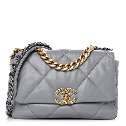 Chanel Lambskin Quilted Medium Chanel 19 Flap Grey 1 of 12
