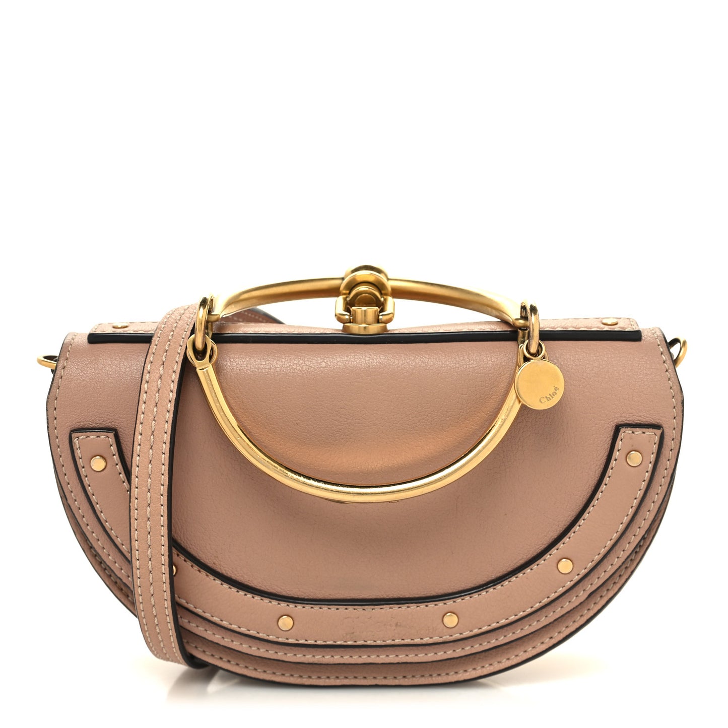 Calfskin Small Nile Bracelet Minaudiere Bag Biscotti Beige