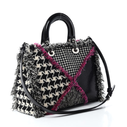 Christian Dior Patent Tweed Fringe Patchwork Lady Dior Black Multicolor 3 of 8