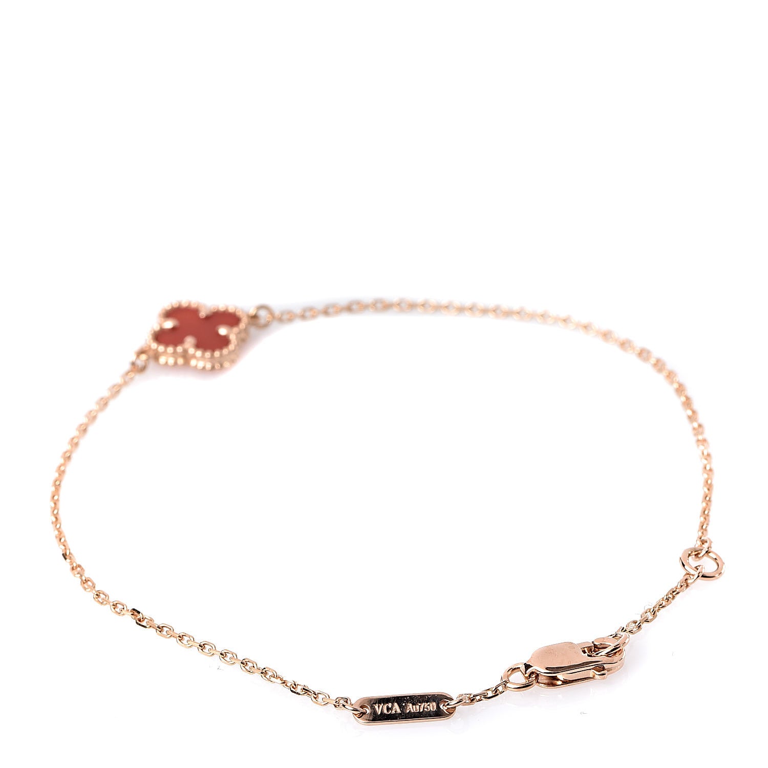 Van Cleef & Arpels 18K Rose Gold Carnelian Sweet Alhambra Bracelet 3 of 7