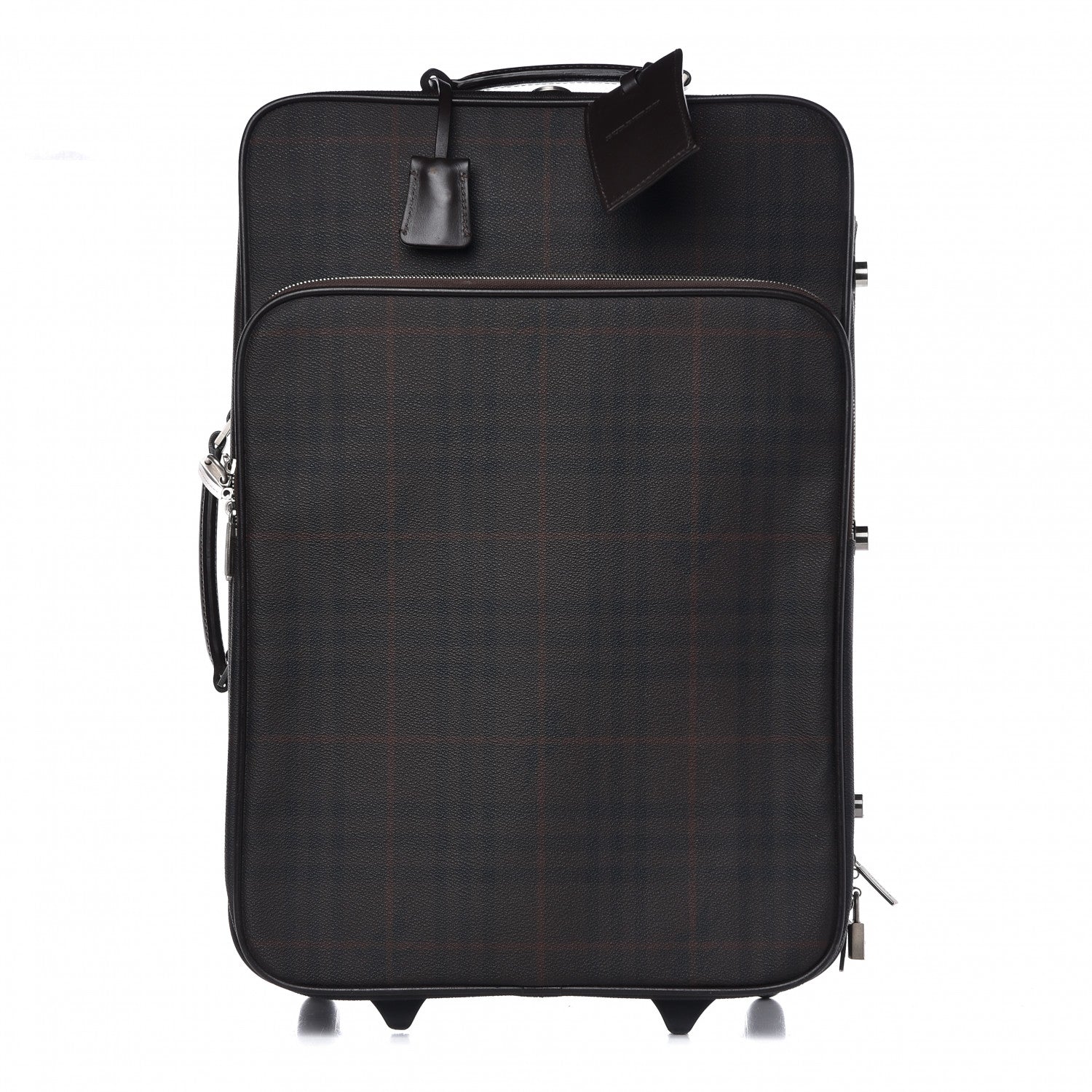 Burberry Smoked Haymarket Check Carry-On Suitcase Chocolate 1 of 13