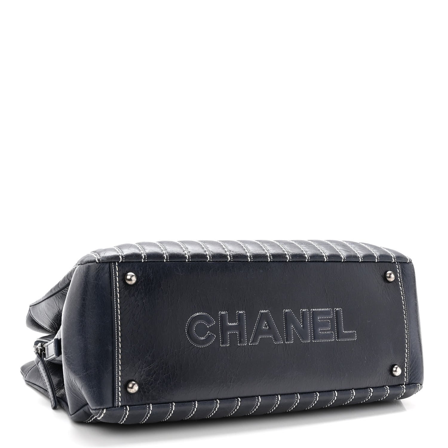 Chanel Lambskin Vertical Quilted Tote Navy 4 of 10
