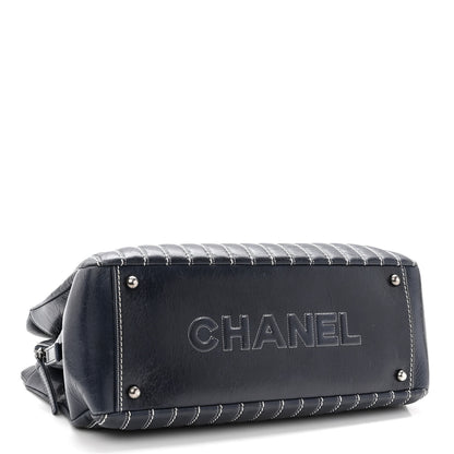 Chanel Lambskin Vertical Quilted Tote Navy 4 of 10