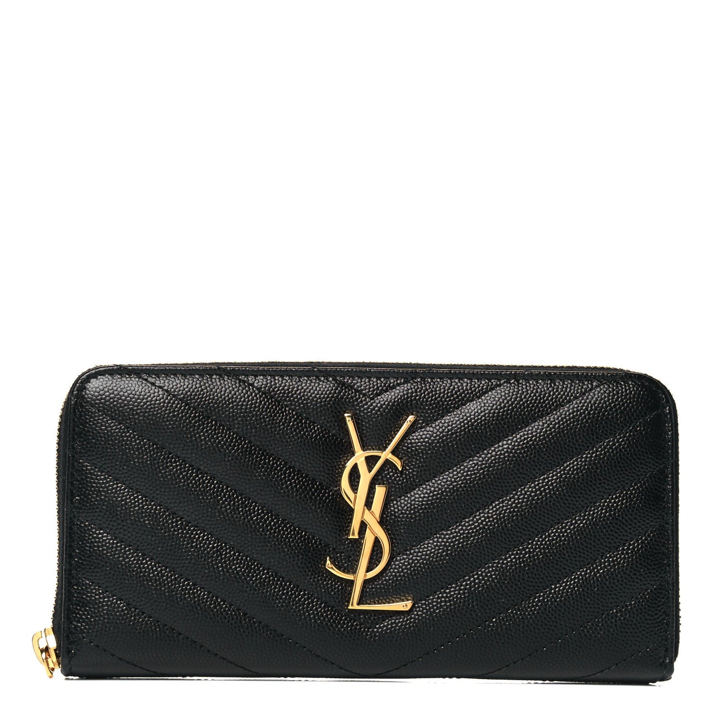 Grain De Poudre Matelasse Chevron Monogram Zip Around Wallet Black