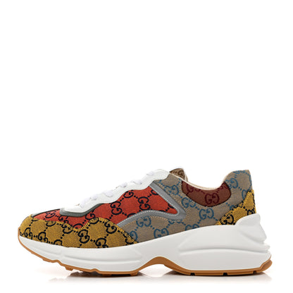 Gucci Monogram Multicolor Mens Rhyton Sneakers 9 Yellow Blue Great White Tabasco 1 of 8