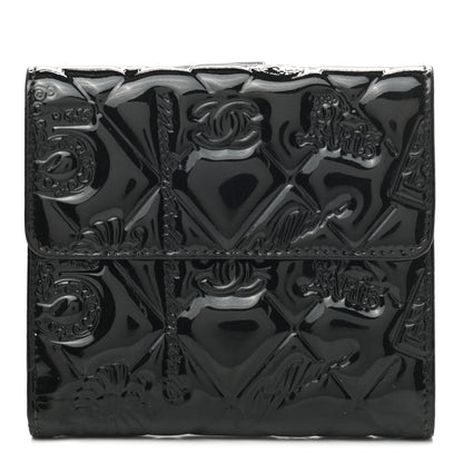 Chanel Patent Calfskin Lucky Symbols Compact French Flap Wallet Black 1 of 8