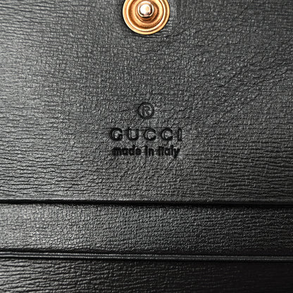 Gucci Calfskin Web Trapuntata GG Marmont Card Case Wallet Black 7 of 10