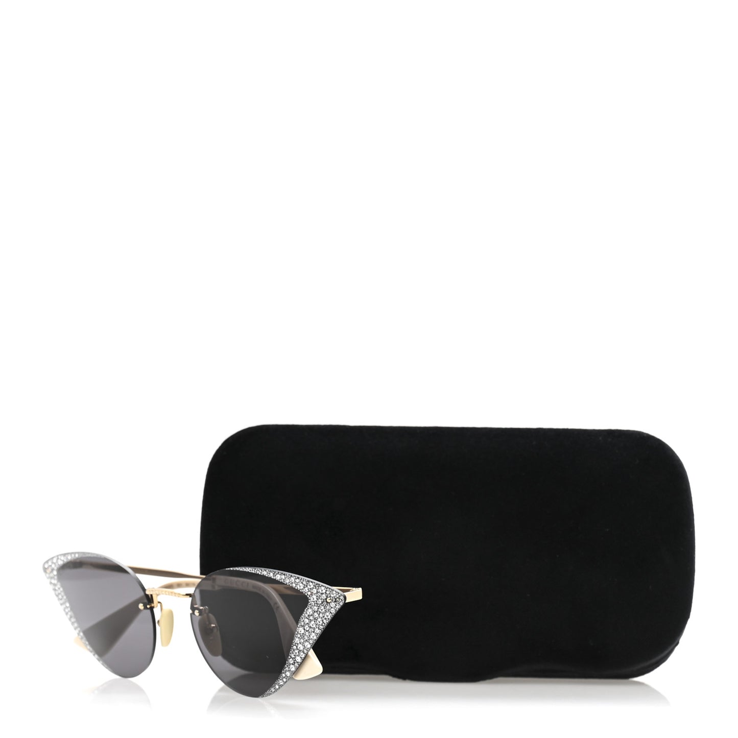 Metal Crystal Geometrical Frame Sunglasses GG0895S Silver Gold