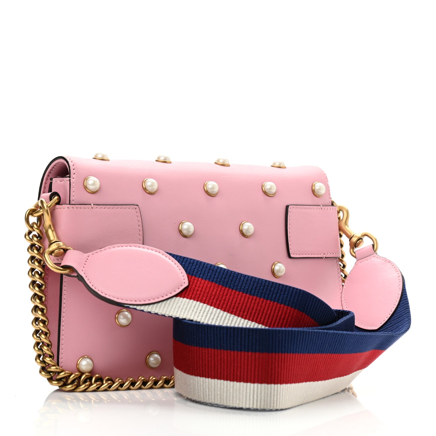 Gucci Nappa Pearl Studded Mini Queen Margaret Broadway Shoulder Bag Sugar Pink 3 of 12