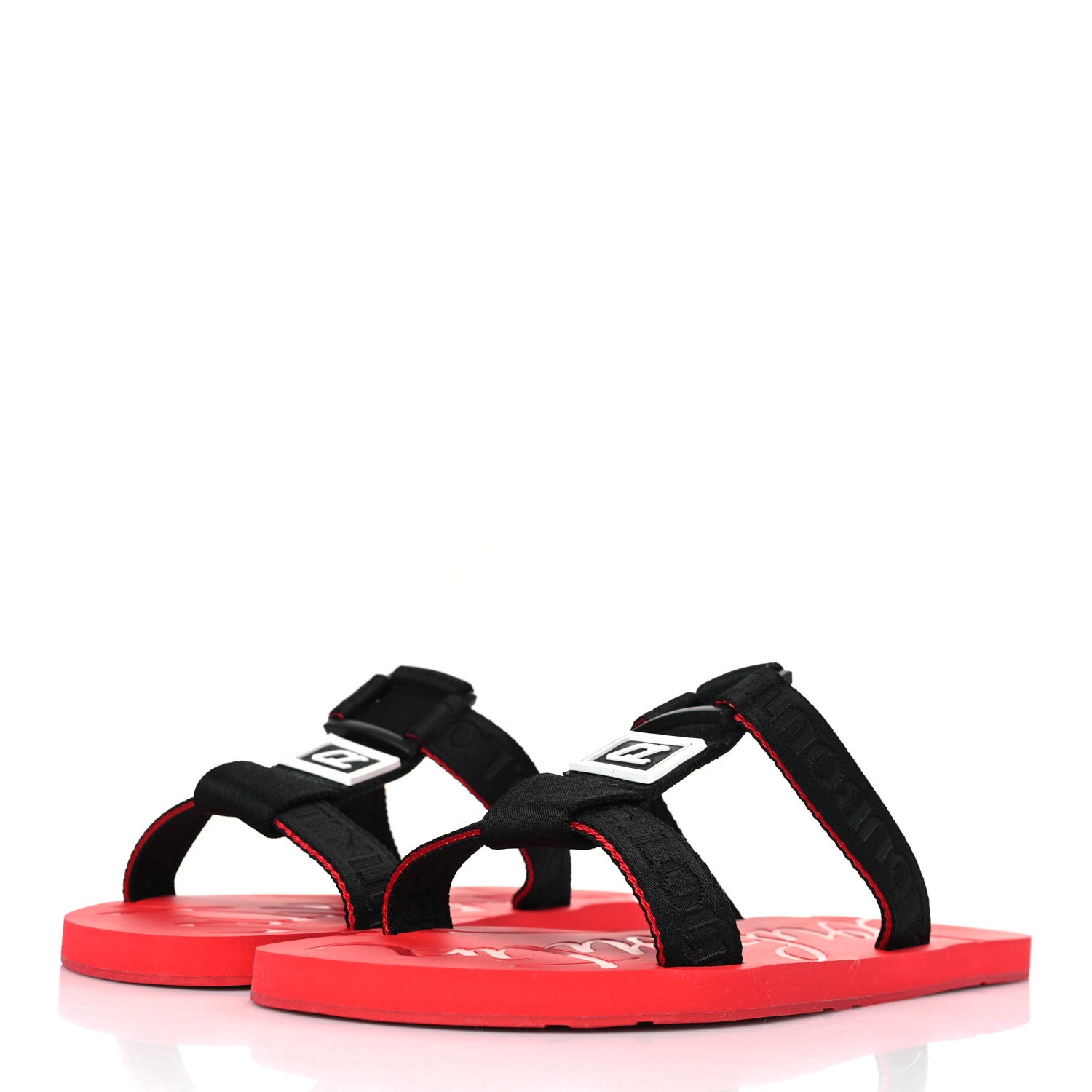 Christian Louboutin Ribbon Rubber Surf Mens Flat Sandal 44 Black Loubi 3 of 6