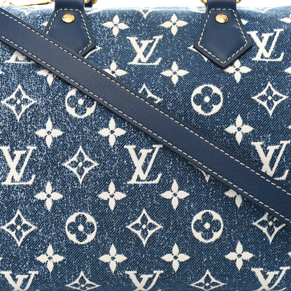 Louis Vuitton Monogram Jacquard Denim Speedy Bandouliere 25 Bleu 7 of 9