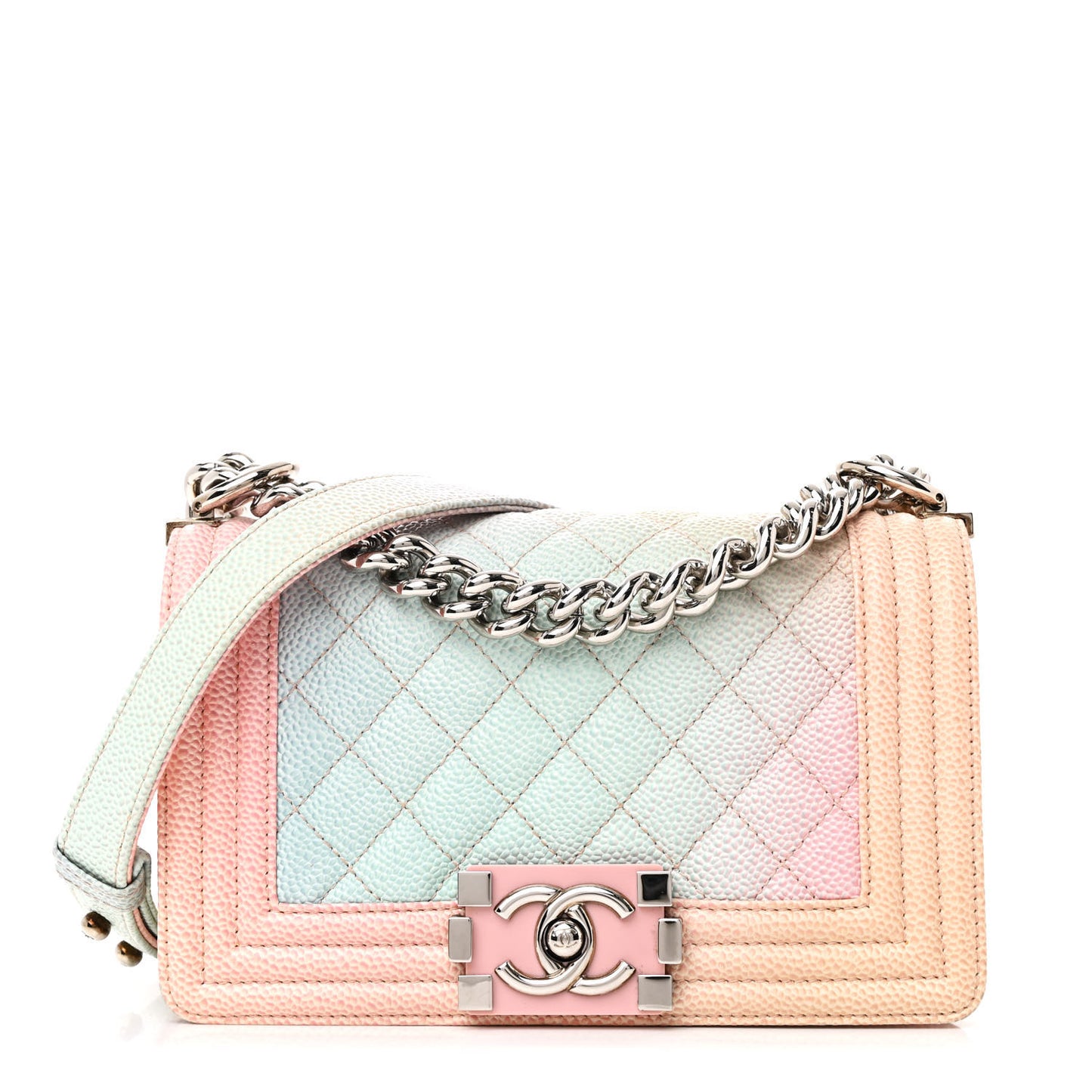 Caviar Quilted Small Cuba Rainbow Boy Flap Multicolor
