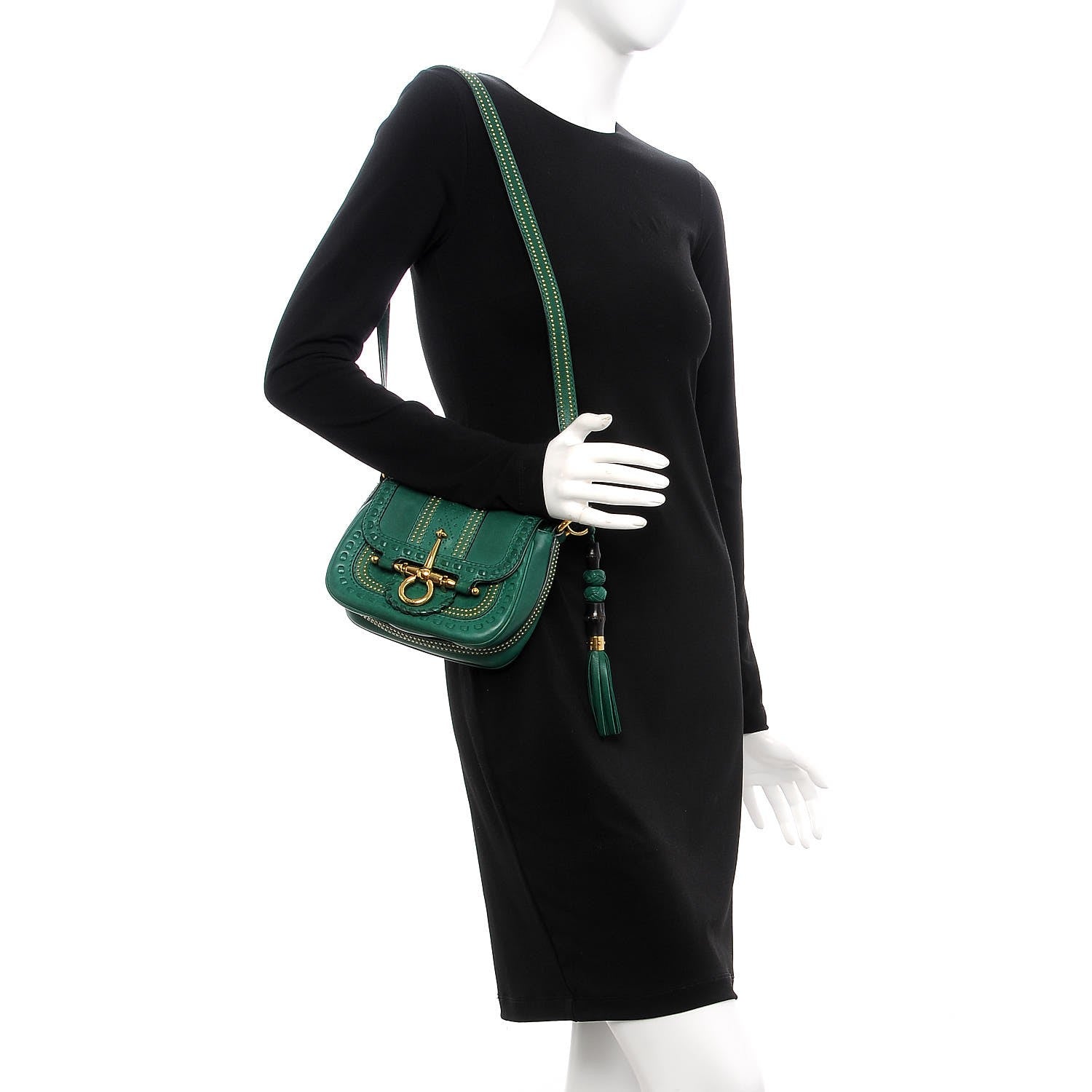 Gucci Calfskin Small Snaffle Bit Shoulder Bag Green 2 of 10