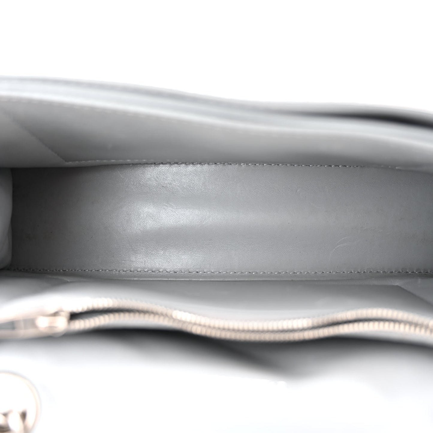 Crushed Calfskin Quilted Small Crush Chain Bag Silver