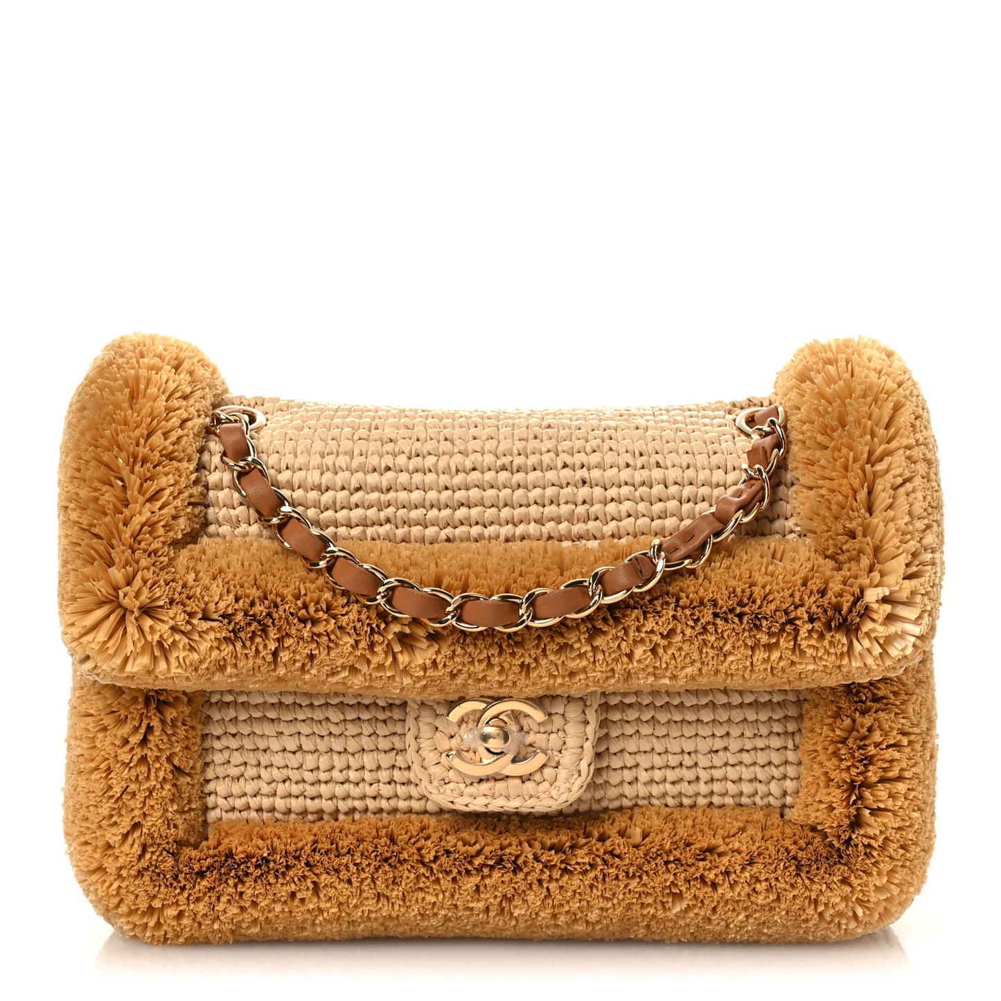 Braided Raffia Coco Beach Flap Beige