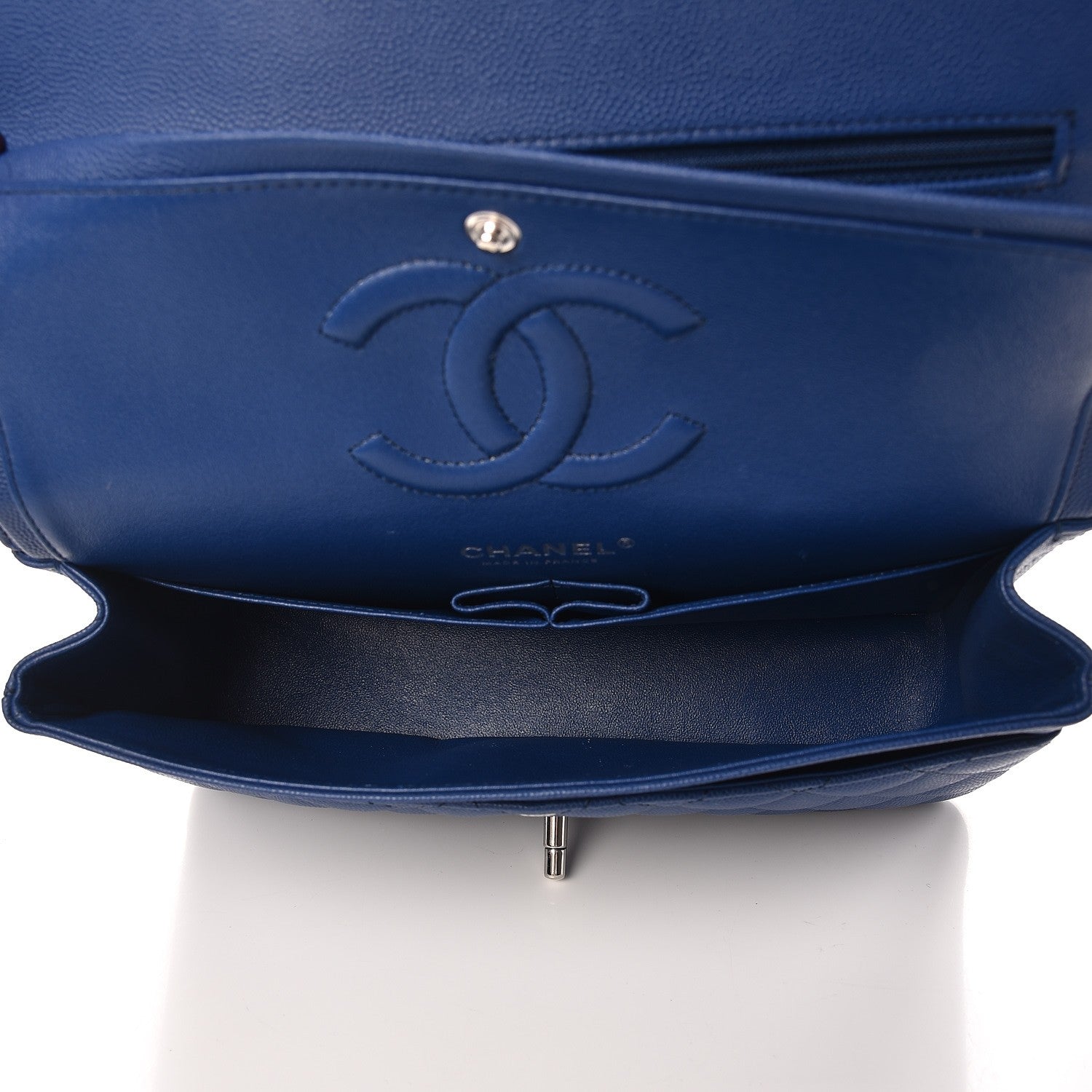 Chanel Caviar Quilted Medium Double Flap Blue 6 of 11
