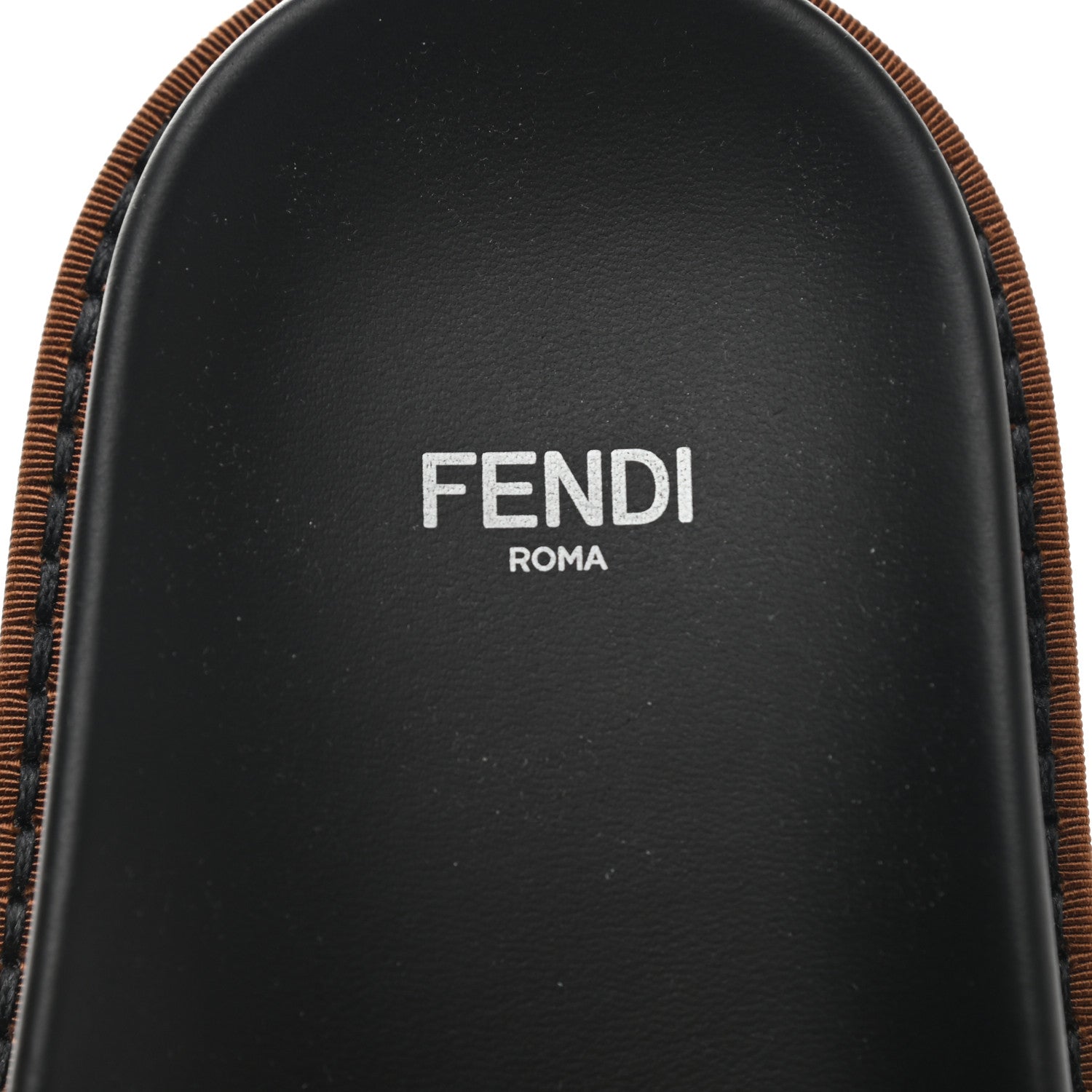 Fendi Shearling Logo Slide Sandals 38 Black Latte Brownie 8 of 9