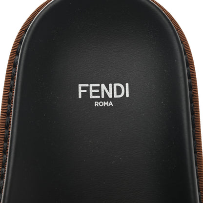 Fendi Shearling Logo Slide Sandals 38 Black Latte Brownie 8 of 9